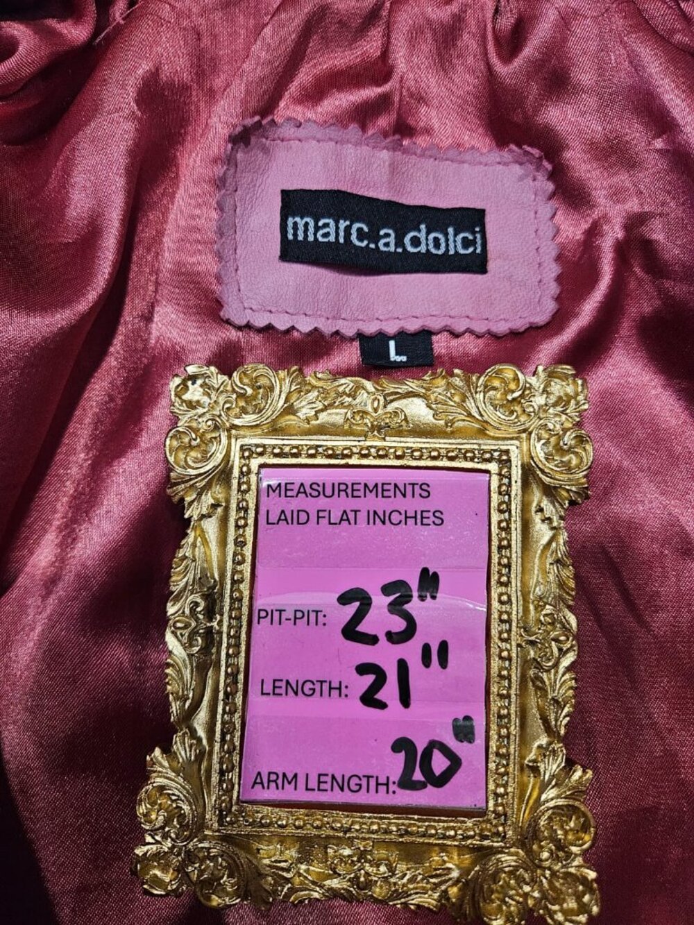 Marc A Dolci Pink Leather Jacket - Large - Picture 10 of 10